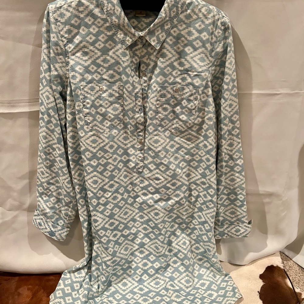 Lucky Brand Blue and White Geometric dress